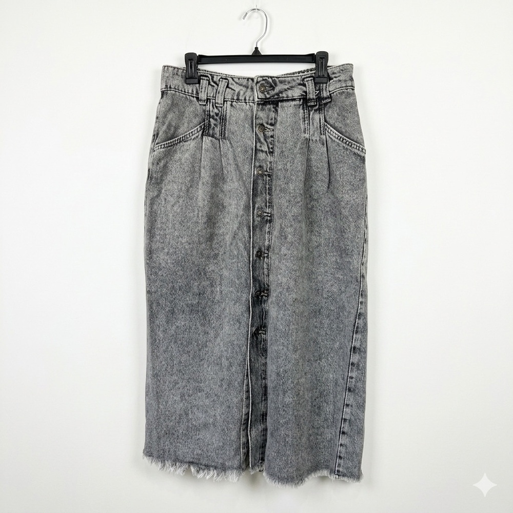 WE THE FREE GRAY WASH MIDI DENIM SKIRT - Picture 2 of 9